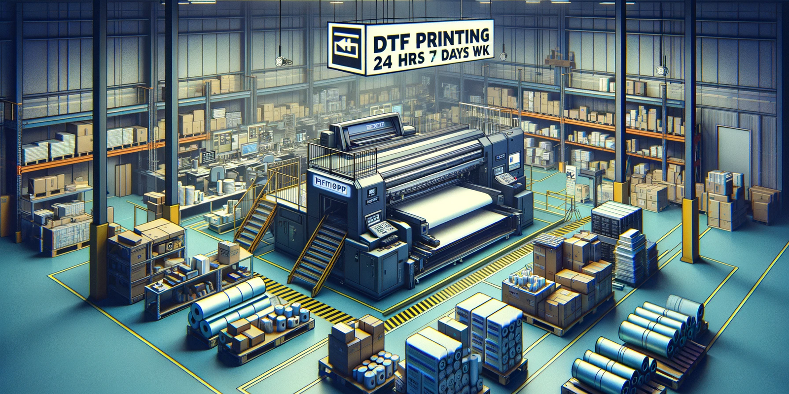 DTF printing machine operating 24/7, producing vibrant prints.