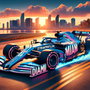 A fast-moving Formula 1 car, symbolizing the rapid delivery and high-speed service of DTF Miami Prints.